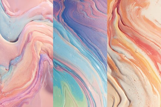 Oceanic Marble Depth Background, Pastel and gold tones merge like waves meeting the sand. It feels deep, natural, and timeless with rich mineral beauty.