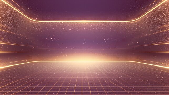 Wallpaper illustration background in abstract light and stadium, team main colors purple and golden for Los Angeles basketball sports