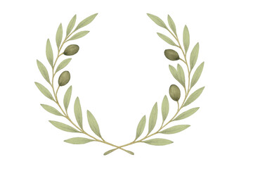 Olive wreath illustration representing peace and victory concept