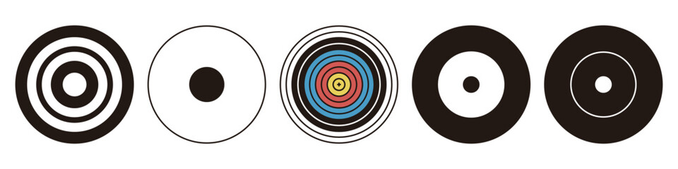 弓道とアーチェリーの的セット｜競技用標的イラスト素材