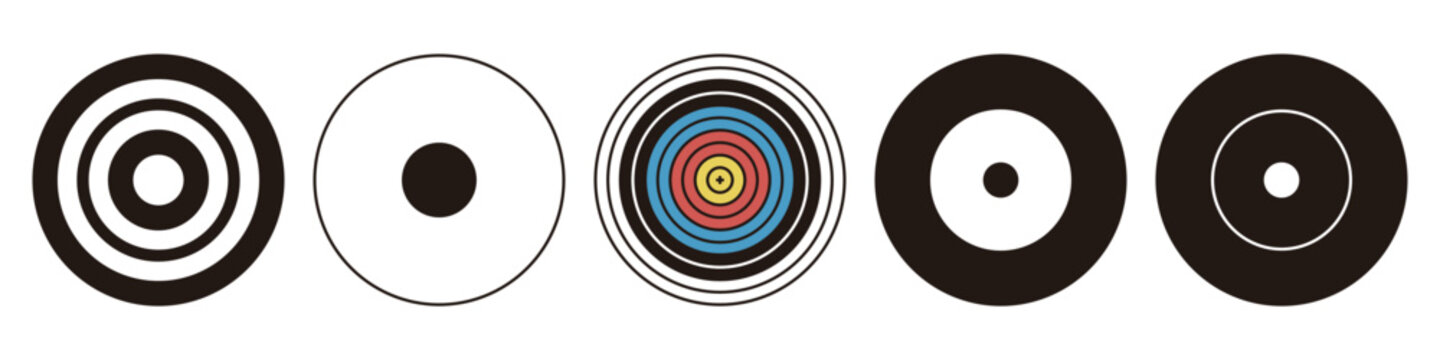 弓道とアーチェリーの的セット｜競技用標的イラスト素材