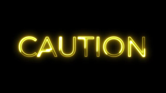 Caution Neon Text Typography Animation
