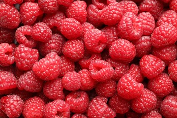 Fresh ripe raspberries as background, top view