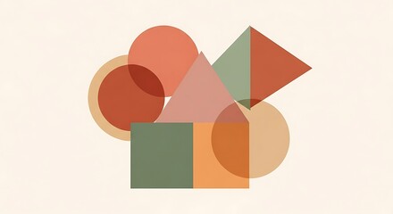Abstract geometric shapes composition in earth tones for graphic design