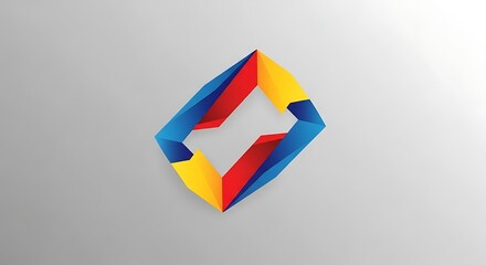 Abstract geometric design with blue yellow and red elements on gradient background
