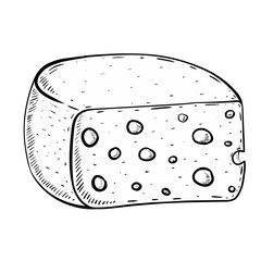 Sketch cheese on a white background