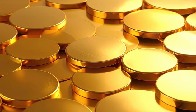 A close-up shot of a pile of gold coins, symbolizing wealth and prosperity