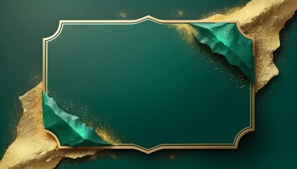 Elegant Emerald and Gold Frame with Textured Accents Perfect for Invitations and Announcements