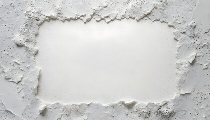 A pristine white, granular substance forms a textured rectangular frame, creating a clean, empty space perfect for overlaying text or graphics
