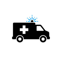Fototapeta premium Ambulance Icon with Siren – Emergency Medical Vehicle Silhouette Illustration