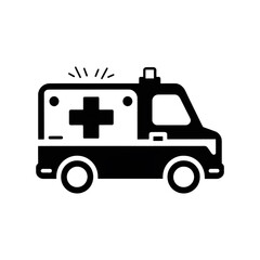 Fototapeta premium Ambulance Icon – Emergency Medical Vehicle Silhouette Illustration