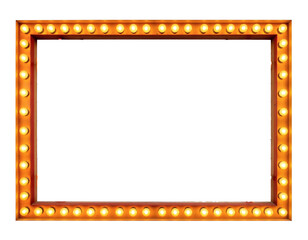 Retro glowing light bulb frame evokes vintage signage and theatrical flair for eye catching designs and creative projects