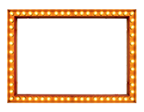 Retro glowing light bulb frame evokes vintage signage and theatrical flair for eye catching designs and creative projects