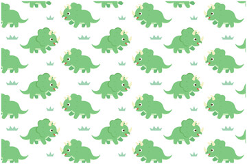 トリケラトプスと草原　パターン背景