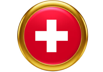 Fototapeta premium Golden Framed Switzerland Flag Button Premium Quality Icon