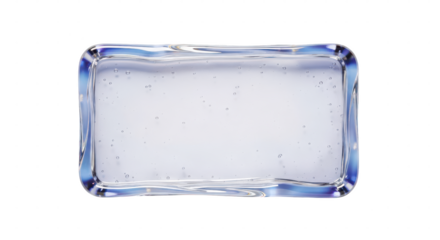Square of ice with a blue border. isolated illustration on  transparent background PNG