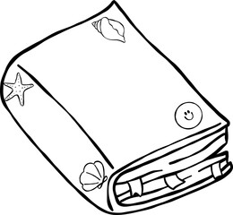 Summer Reading Bookish Outline Beach Book with shell Cartoon Hand Drawn