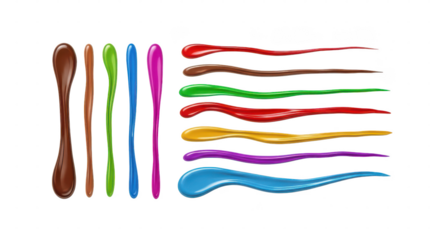 Set of colorful spoons with different colors and sizes. isolated illustration on transparent background PNG