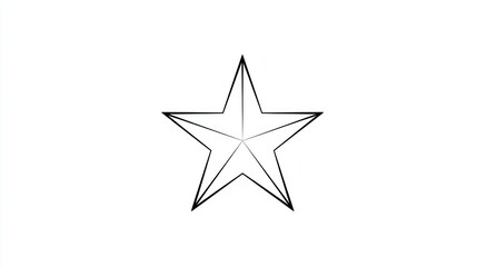 Obraz premium A five-pointed star outline, drawn with thin black lines, centered on a white background