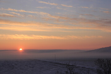Crisp and Cold Sunrise in the Fog Covered Valley.