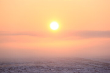 Crisp and Cold Sunrise in the Fog Covered Valley.