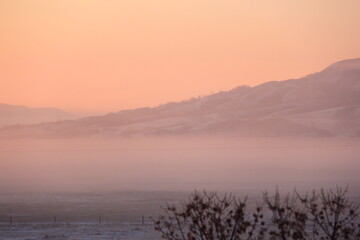 Crisp and Cold Sunrise in the Fog Covered Valley.