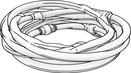 A grayscale depiction of a tubular, intertwined 3D form, suggestive of movement and complex structure