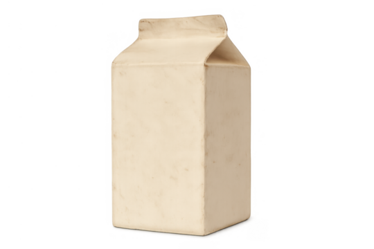 Blank vintage milk carton offering empty template for branding and packaging design against transparent background