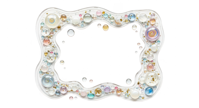 Frame with many different colored beads and gems. isolated illustration on transparent background PNG - Powered by Adobe