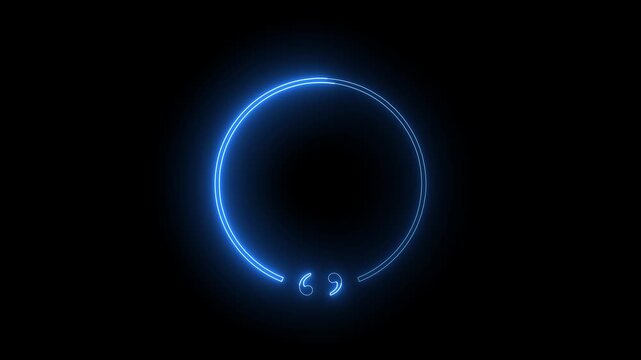 glowing neon circle with double comma motion effect 4k.