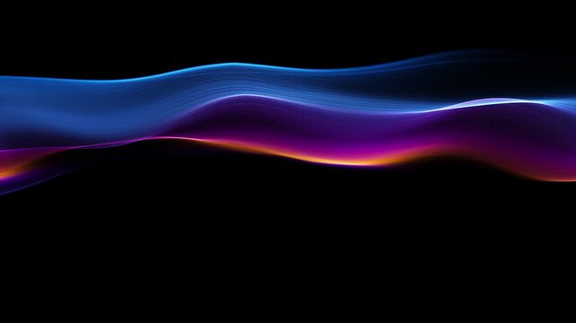 Abstract pink blue color waves on a black background. Technology intros, sci-fi visuals, motion graphics overlays. Looping 4K resolution	