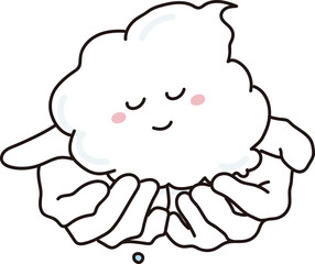 掌にいっぱいの洗顔フォームの泡のイラスト