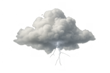 Storm cloud with lightning strike, representing danger, weather, energy, thunder, and electricity