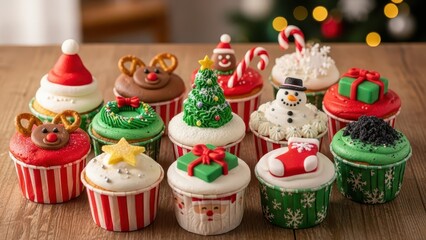 Festive cupcake decorating event home kitchen food photography cozy holiday atmosphere close-up view seasonal celebration