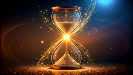 Hourglass with glowing particles a concept of time running out suitable for presentations and digital media