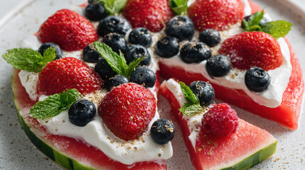 fresh watermelon and feta salad with mint for summer