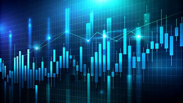 Abstract financial chart with uptrend line graph stock market data analysis for business and investment blue background