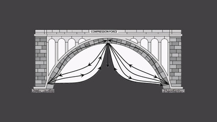 Arch Bridge Compression Force Structural Vector