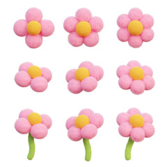 felt texture pink flower daisy 3D graphic