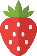 Obraz premium A vibrant and detailed illustration of a ripe strawberry with green leaves, perfect for food-related designs.