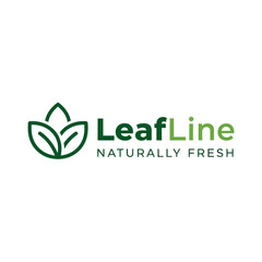 LeafLine Logo Design Fresh Natural Green Leaves Symbol.