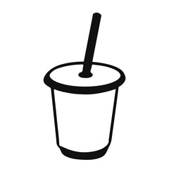 Paper cup or disposable cup with straw 