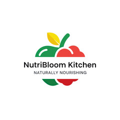 NutriBloom Kitchen Logo Depicting Healthy Food and Natural Nourishment.