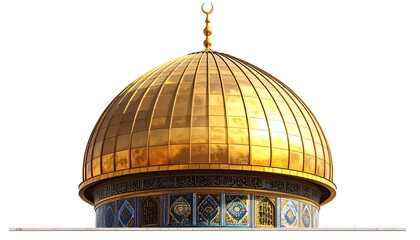 Gleaming golden dome of a religious structure, adorned with crescent finial