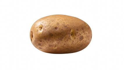 A single raw brown potato vegetable isolated on transparent background for food preparation and cooking concepts