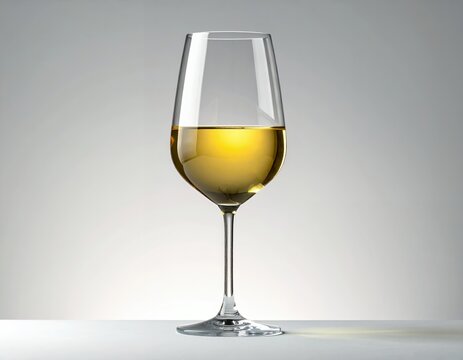 Elegant Glass of White Wine on a Clean Background.