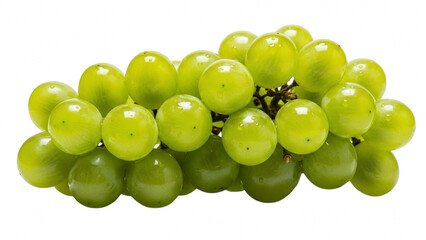 A fresh bunch of ripe green grapes isolated on transparent background, perfect for healthy eating concepts