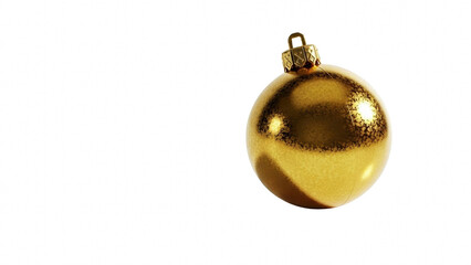 A single shiny golden christmas tree ornament ball isolated on transparent background