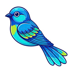 Fototapeta premium Vibrant blue and yellow bird illustration with detailed feathers on a transparent background high resolution isolated fantasy art