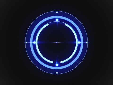 Modern blue glowing aim target, perfect for technology, gaming and interface designs with a sleek, futuristic aesthetic